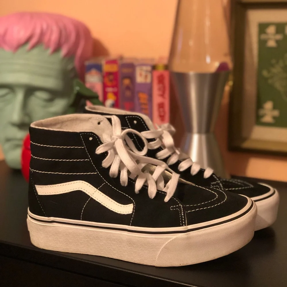 Vans Black & White High-Top Platform Sneakers